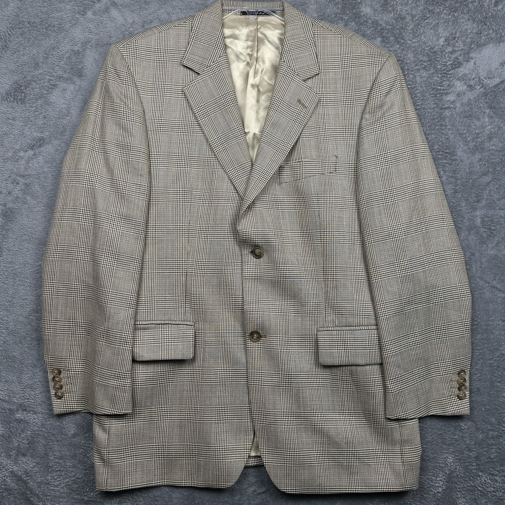 Christian Berg Blazer Jacket Men's Size‎ 44R Wool Silk Brown Tweed Check Sweden